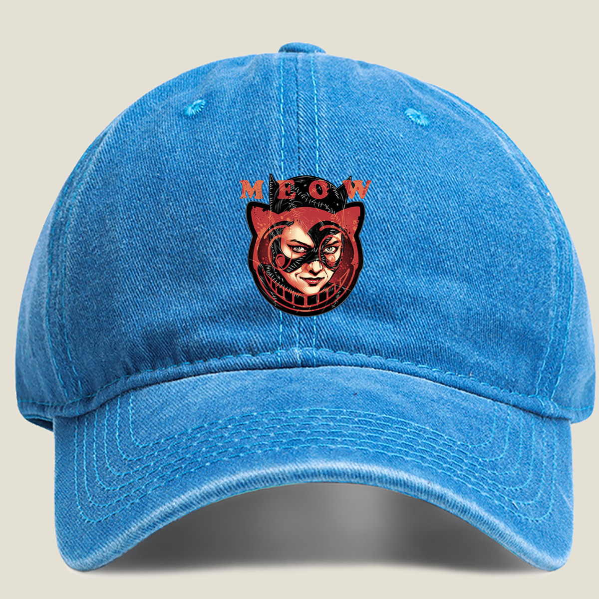 Catwoman Meow - Washed Denim - Baseball Cap