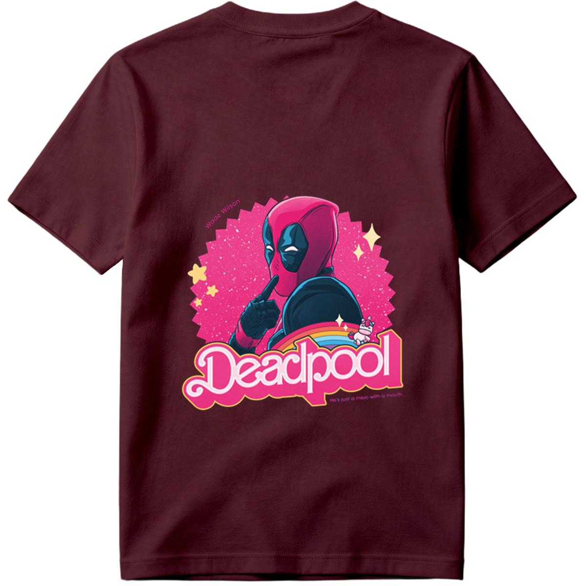 Deadpool: Wade Wilson with a Unicorn and Rainbow - Tee