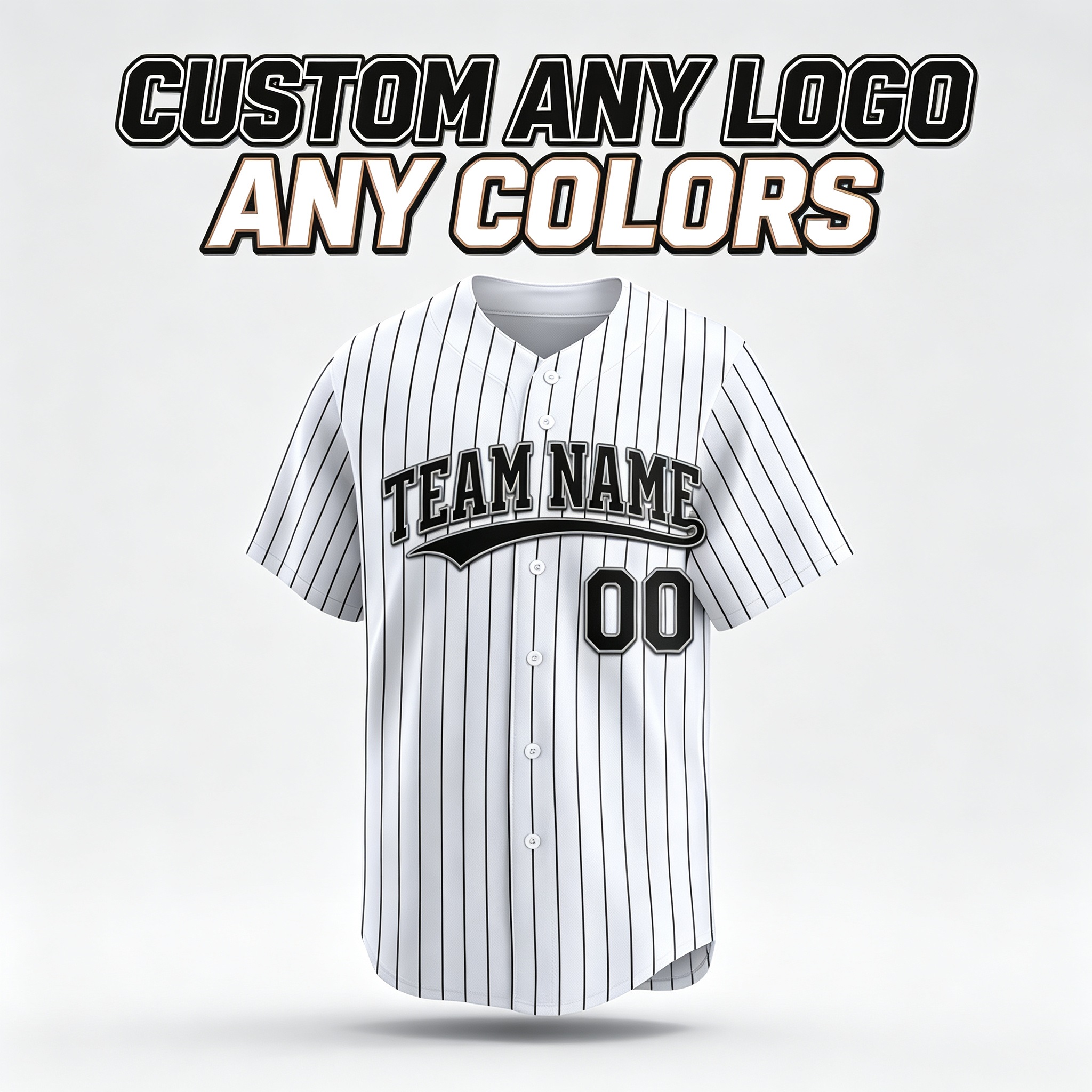 Custom Printed Chicago Vintage Style Baseball Jersey White Blue Pinstripe Button Down Shirt for Men and Women