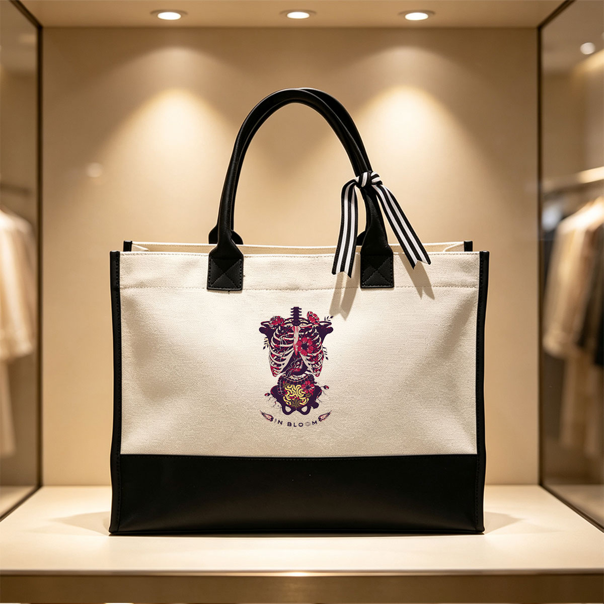 Sin Bloom: Floral Anatomy Art - Canvas patchwork gift tote bag