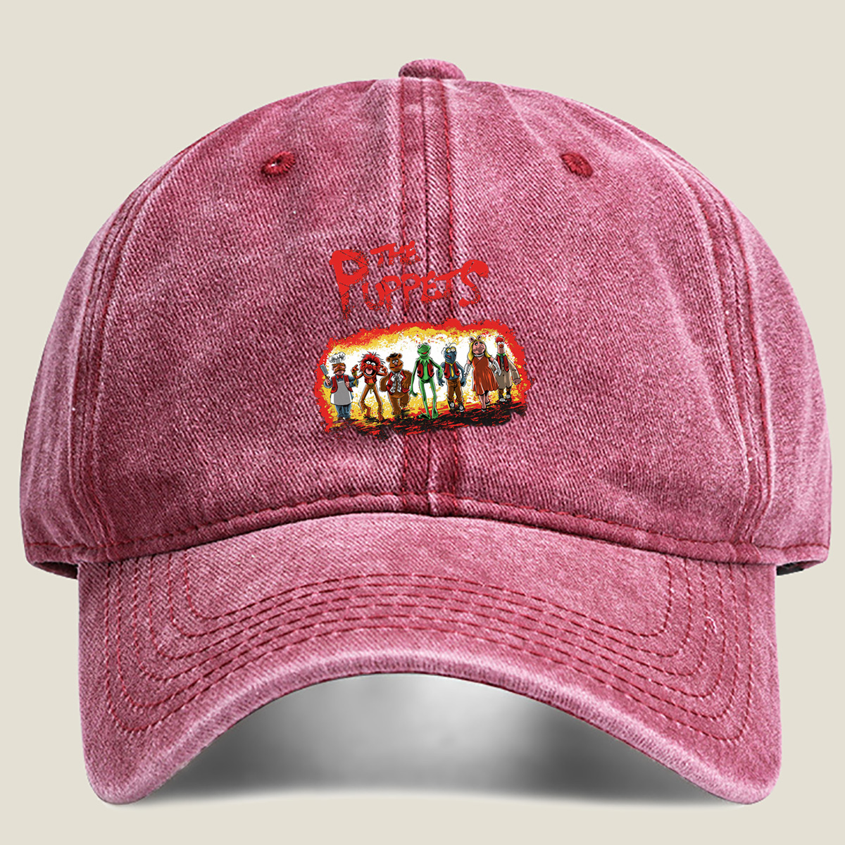 The Muppets: Kermit, Miss Piggy, Fozzie, Animal, Gonzo, and Chef Piggy - Washed Denim - Baseball Cap