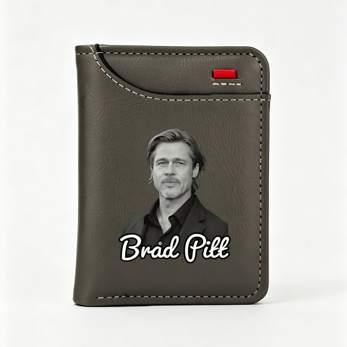 Brad Pitt Portrait in Black and White - Vertical Style Wallet