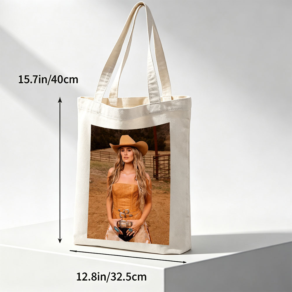 Paris Hilton in Cowboy Chic: Wearing a Tan Hat and Embroidered Corset Outfit on a Ranch - Canvas tote bags
