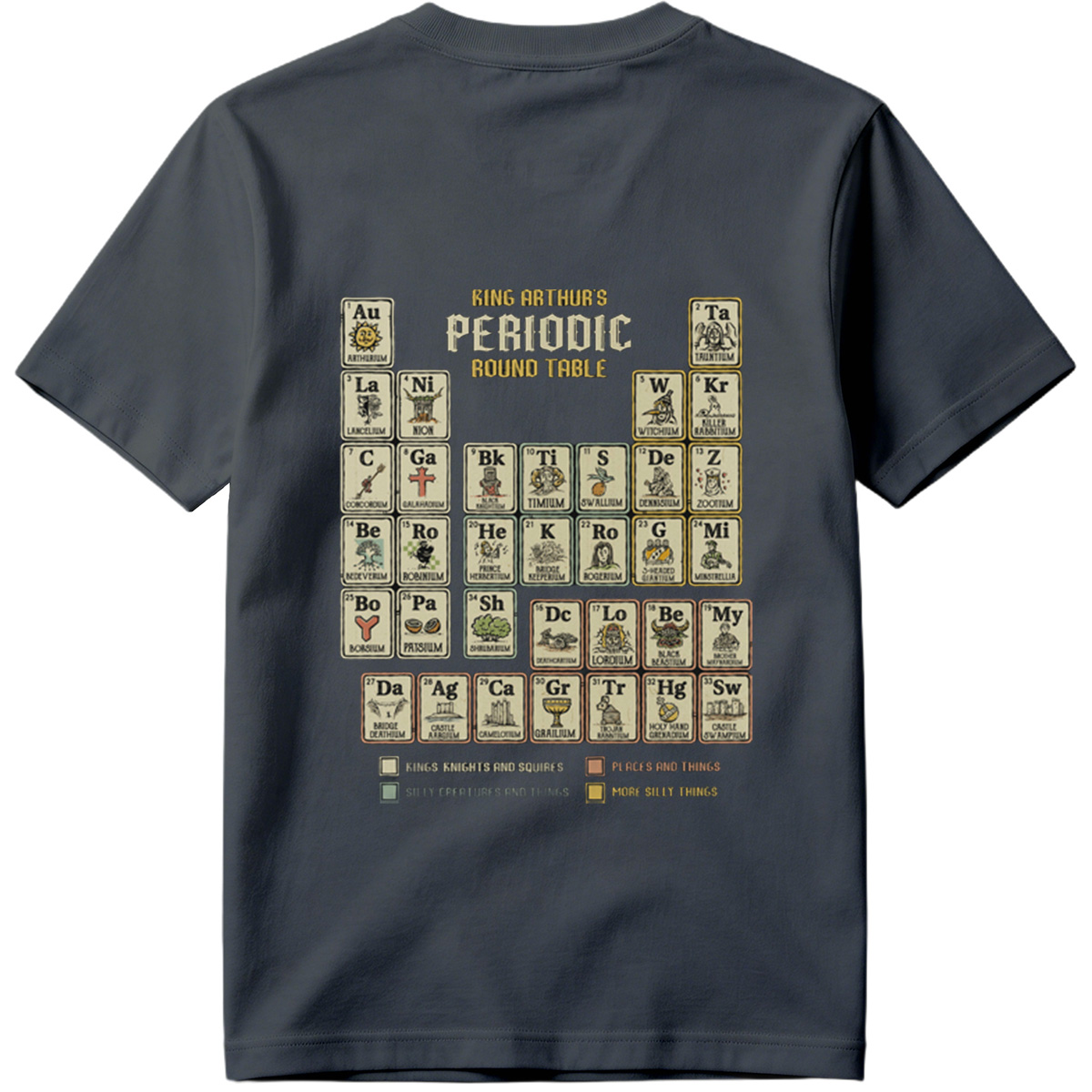 King Arthur's Periodic Round Table: A Fantasy Elemental Chart - Tee