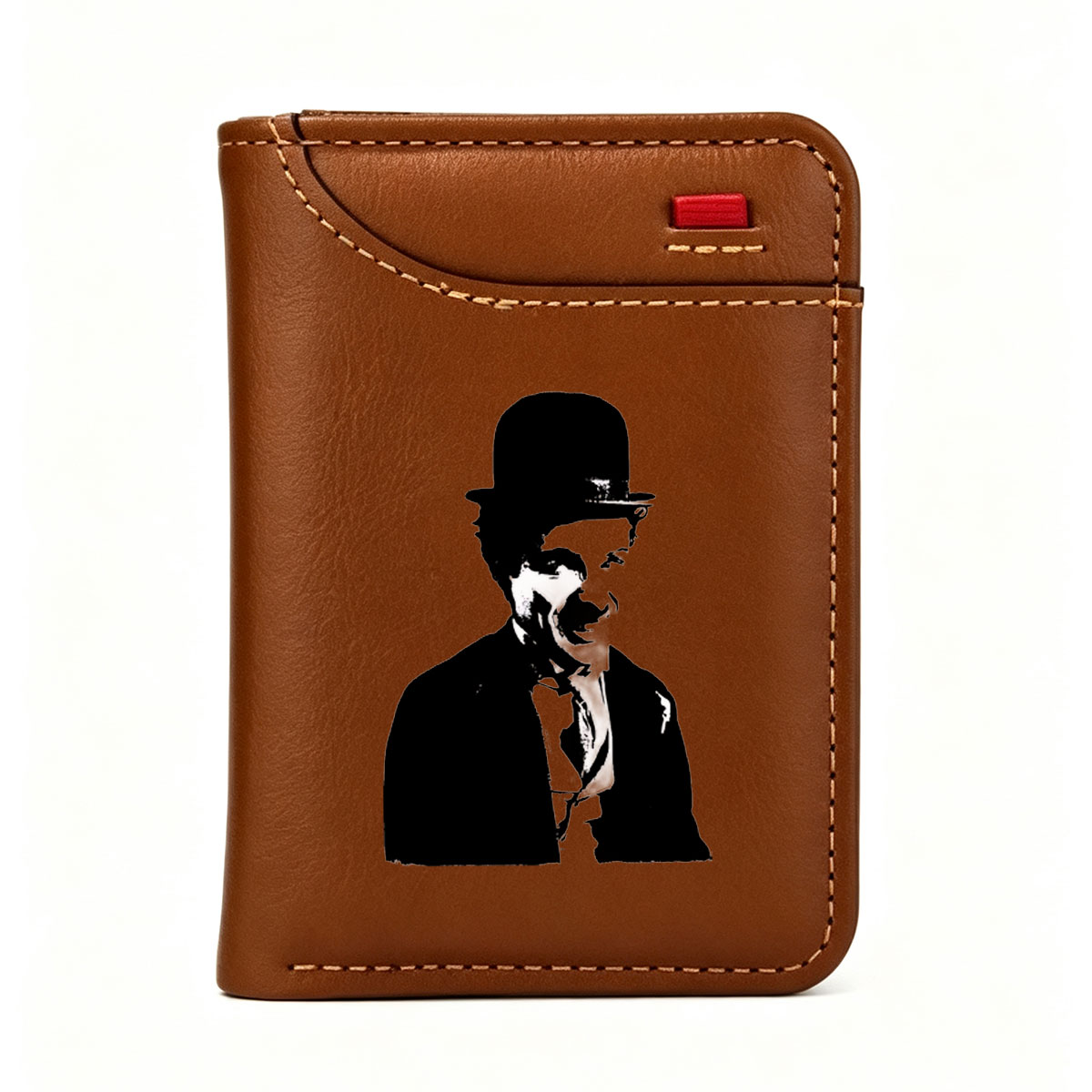 Abraham Lincoln in Top Hat and Suit, Black and White Portrait - Vertical Style Wallet
