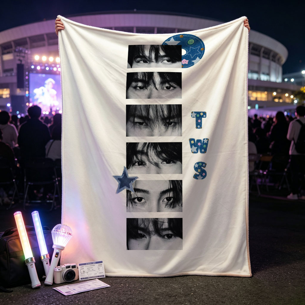 TWS Eyes Close-Up Collage with Star and CD Design - Blankets