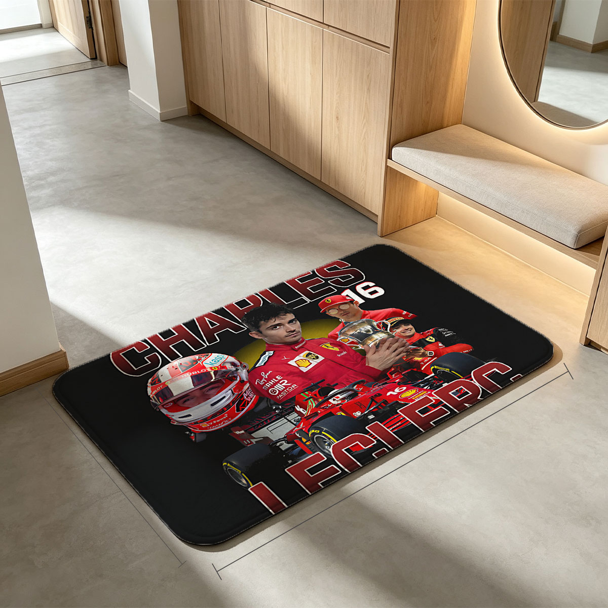 Charles Leclerc Ferrari F1 Driver 16 Trophy Celebration - Flannel floor mat