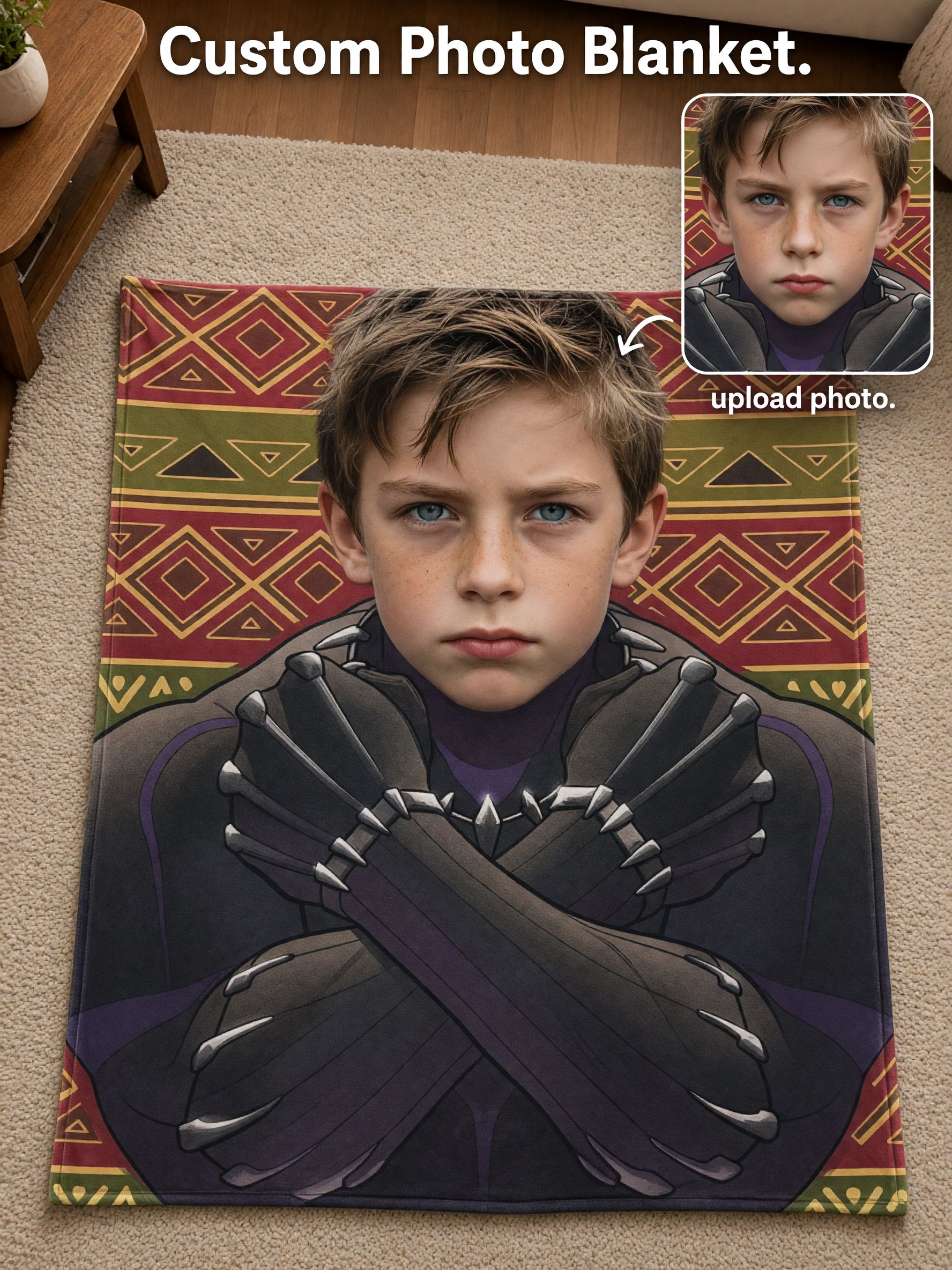 Custom Face Photo Blanket Personalized Flannel Throw Skin-Friendly Anti-Pilling Fleece Bed Couch Ideal Gift