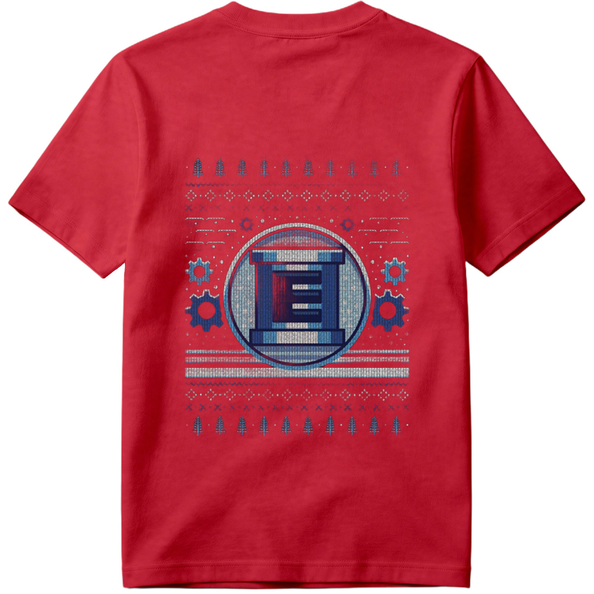 Pixel Winter Emblem: Column & Gears Holiday Design - Tee