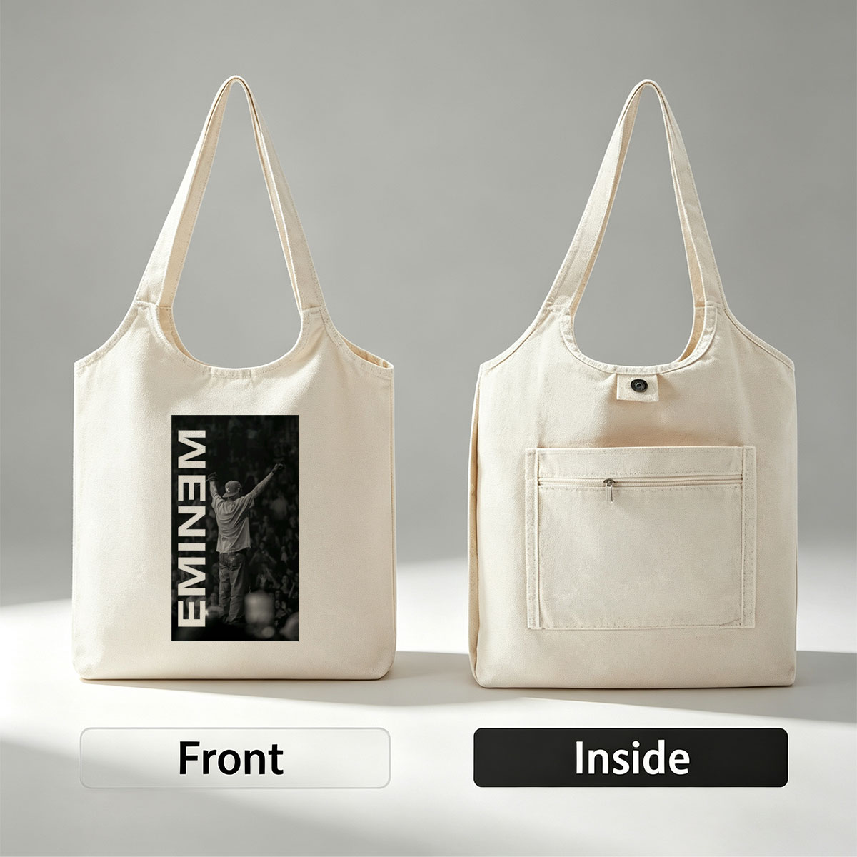 Eminem Live Performance Black and White Concert Photo - Canvas shoulder bags/
