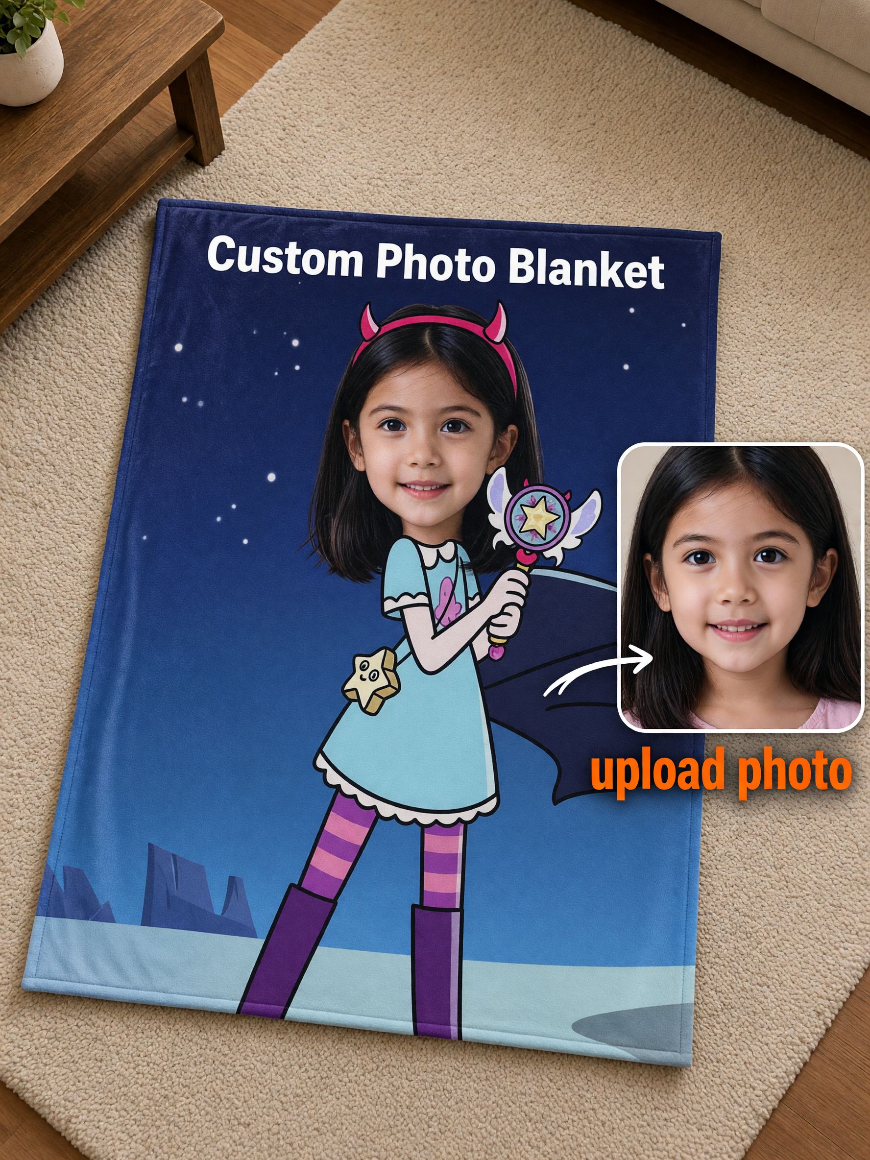 Custom Face Blanket Personalized Cartoon Character Flannel Throw Fleece Blanket for Kids Ideal Personalized Gift