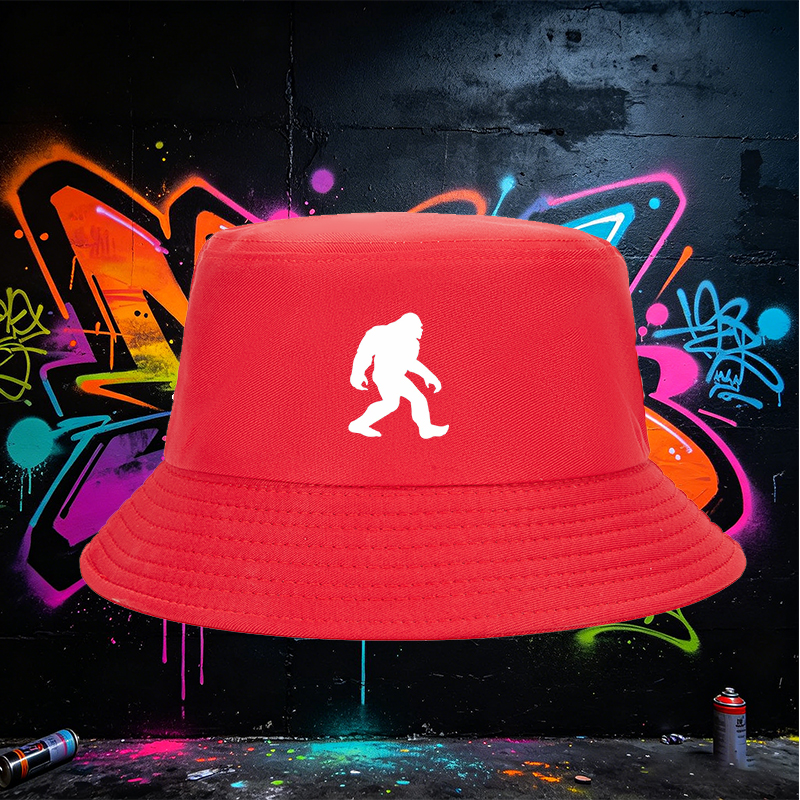 Unisex Bucket Hat with Bigfoot Silhouette Print - Classic Adjustable Sun Protection Hat for Outdoor Adventures, Hiking, Camping, and Casual Wear - Perfect for Nature Lovers and Adventure Seekers