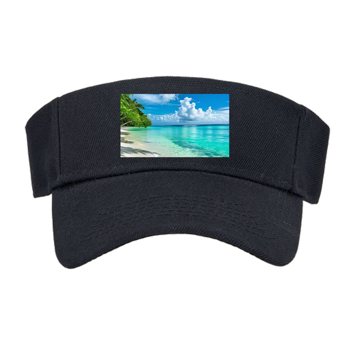 Tropical Beach with Crystal Clear Water and Palm Trees -  Visor cap