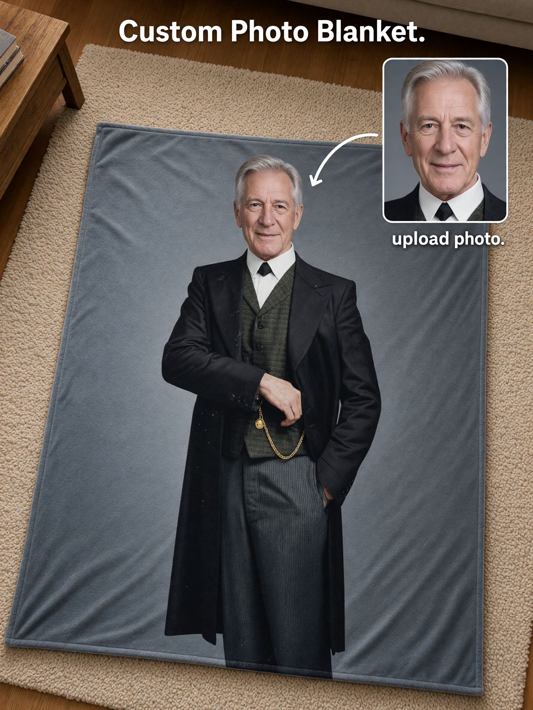 Custom Photo Blanket Personalized Portrait Flannel Throw Ultra Soft Cozy Fleece Bed Couch Cover Keepsake Gift