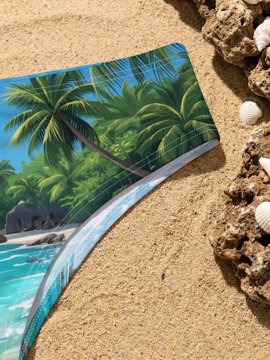 Tropical Beach with Palm Trees and Crystal Clear Water -  Men's swim trunks