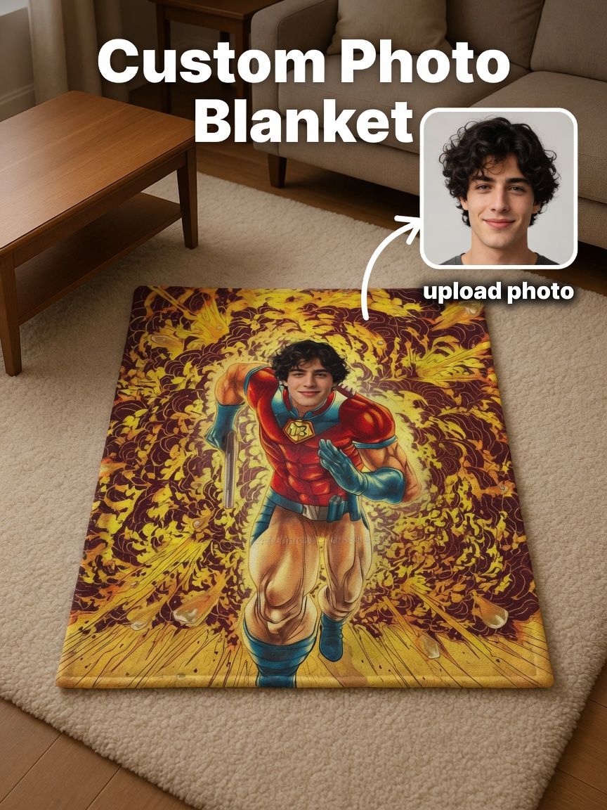 Custom Photo Superhero Flannel Throw Blanket Ultra Soft Anti Pilling Personalized Picture Fleece Blanket for Couch Bed