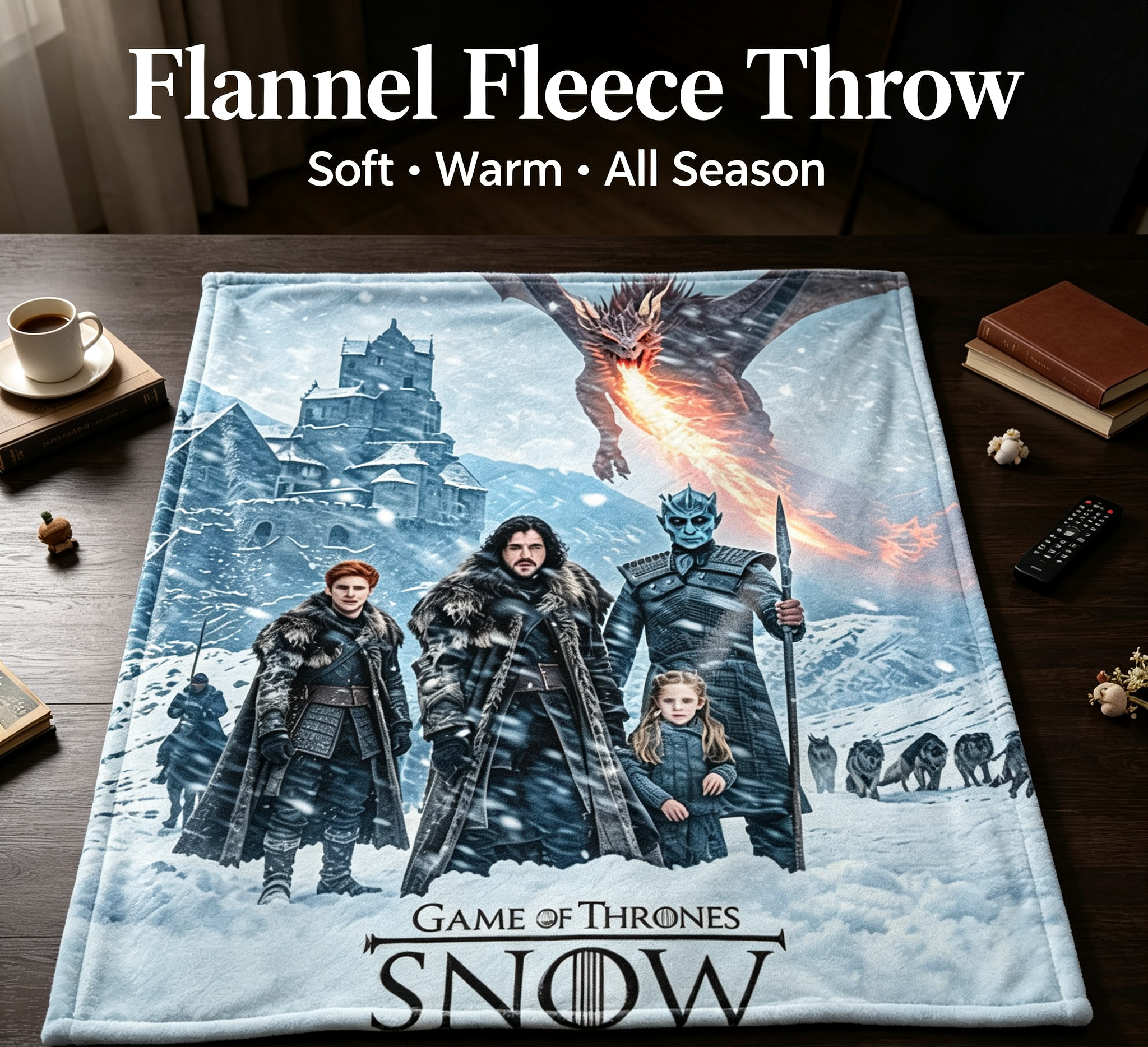 Custom Face Blanket Game of Thrones Snow Flannel Blanket for Winter Nights Cozy Living Room Decor Gift Idea for Fans 2025