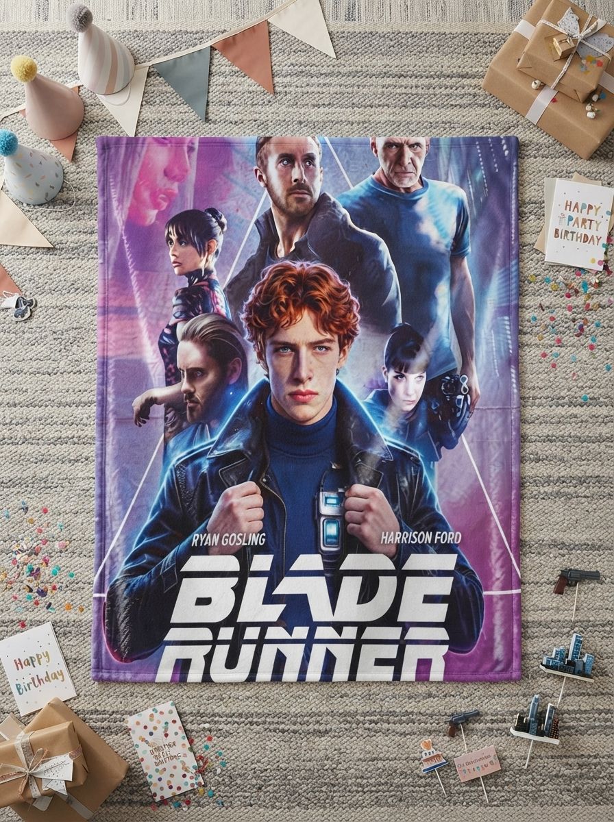 Custom Photo Face Blanket Personalized Sci-Fi Movie Poster Ultra Soft Warm Anti-Pilling Flannel Fleece Throw Cover for