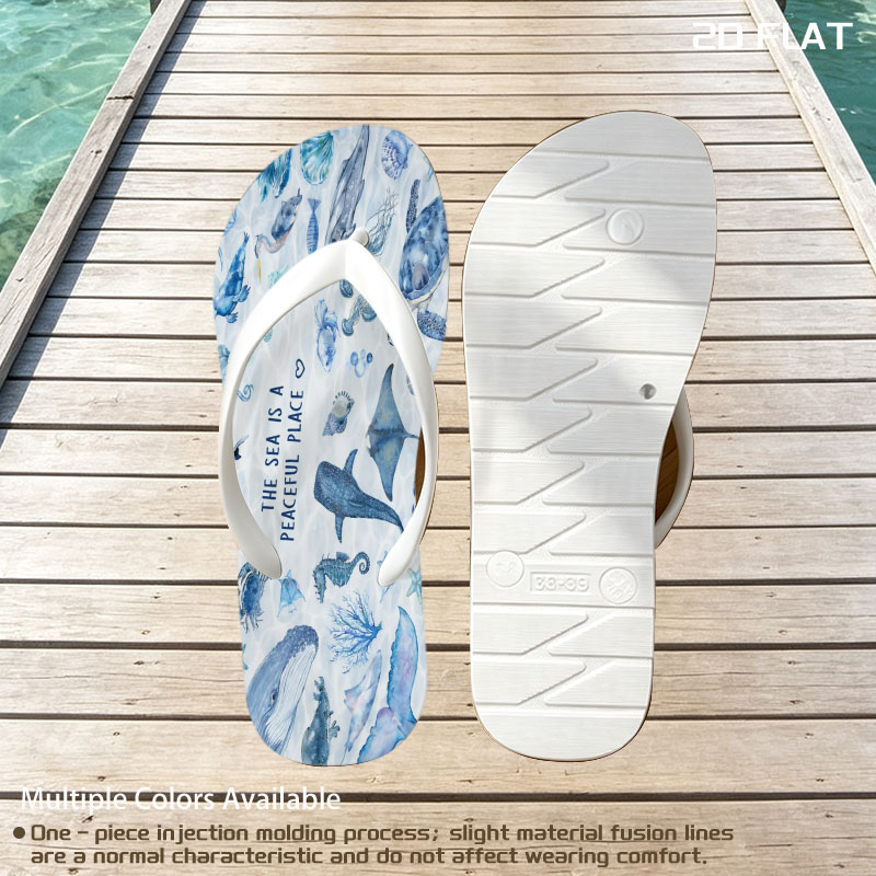 Underwater Serenity: Marine Life in Blue Hues -  flip-flops