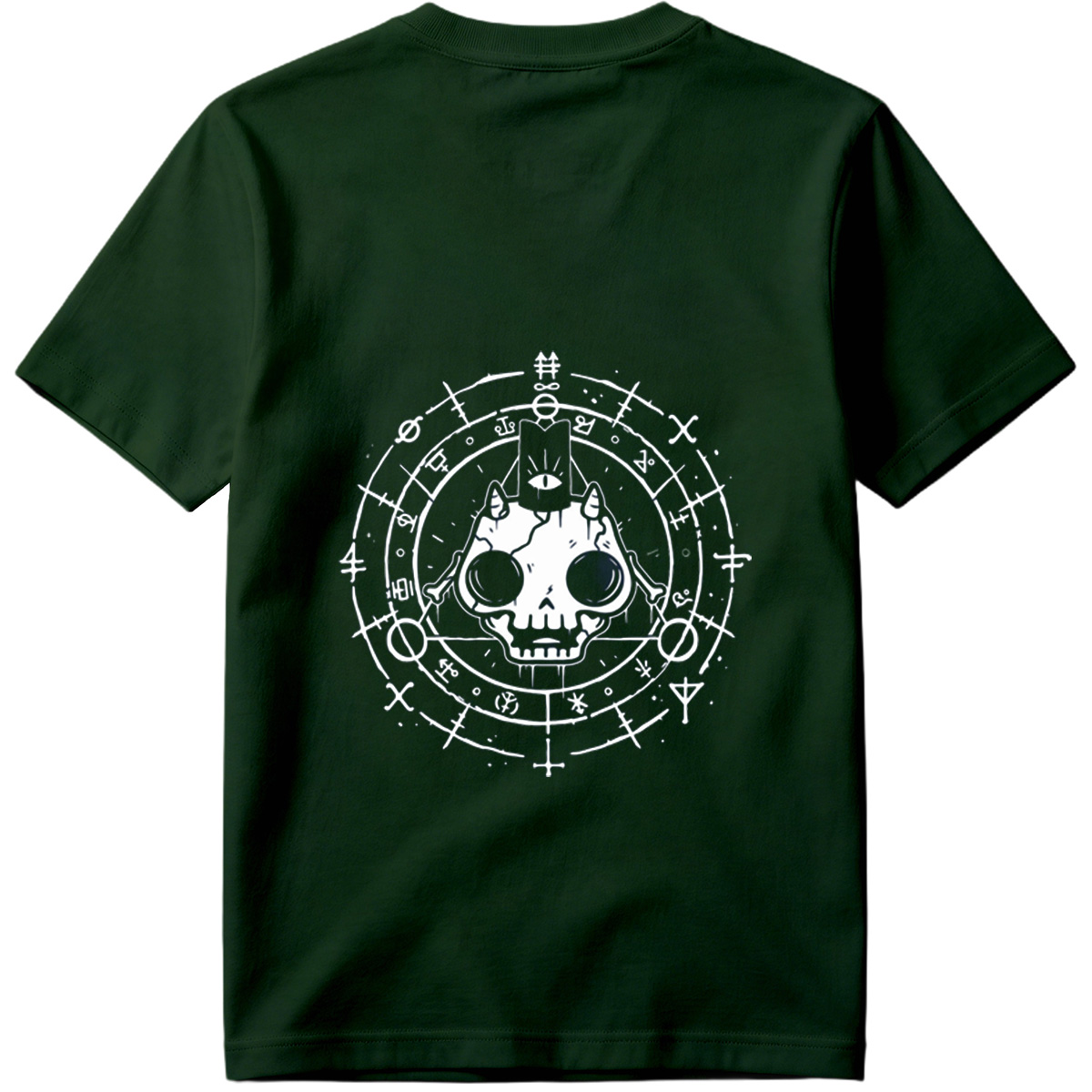 Skull with Horns and Mystical Symbols - Tee