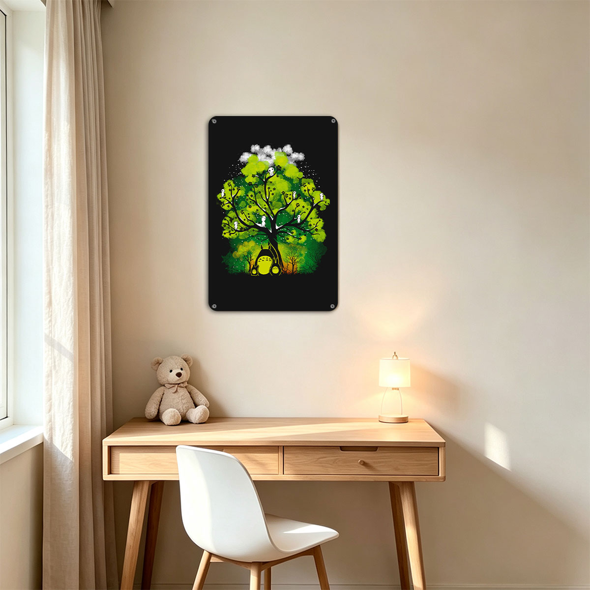 Totoro and Kodama in the Enchanted Forest - painting