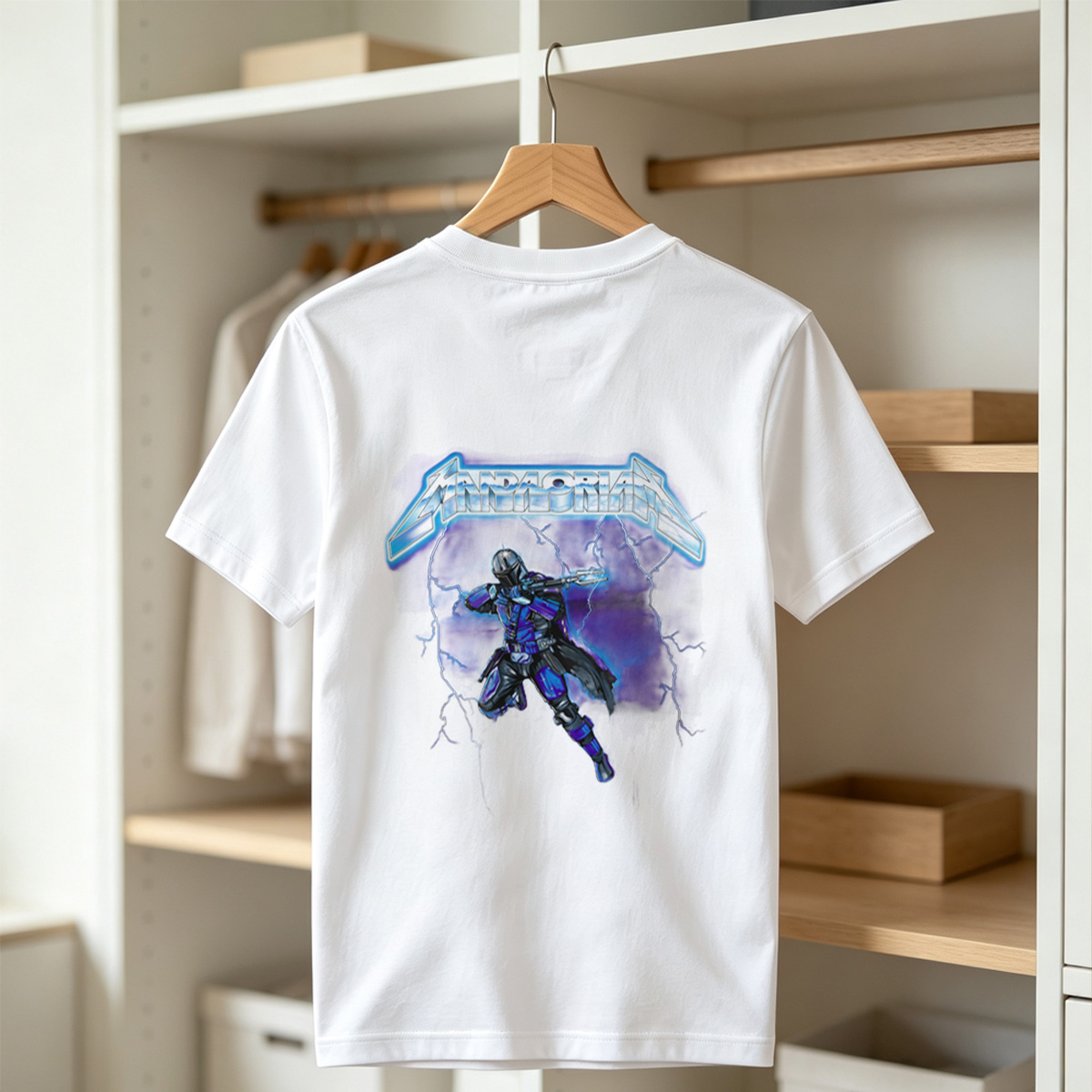 Mandalorian: The Armored Warrior in Stormy Skies - Tee