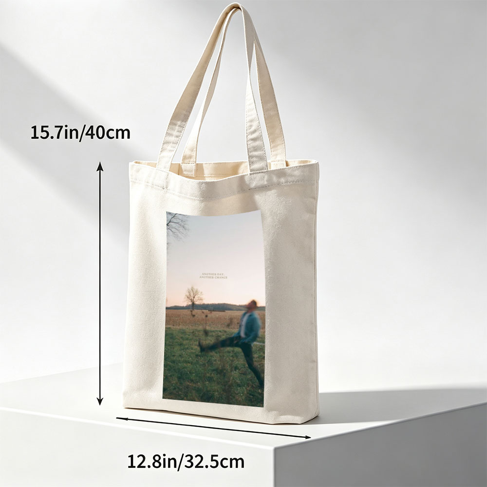 Another Day, Another Chance - Man Running in Field at Sunset - Canvas tote bags