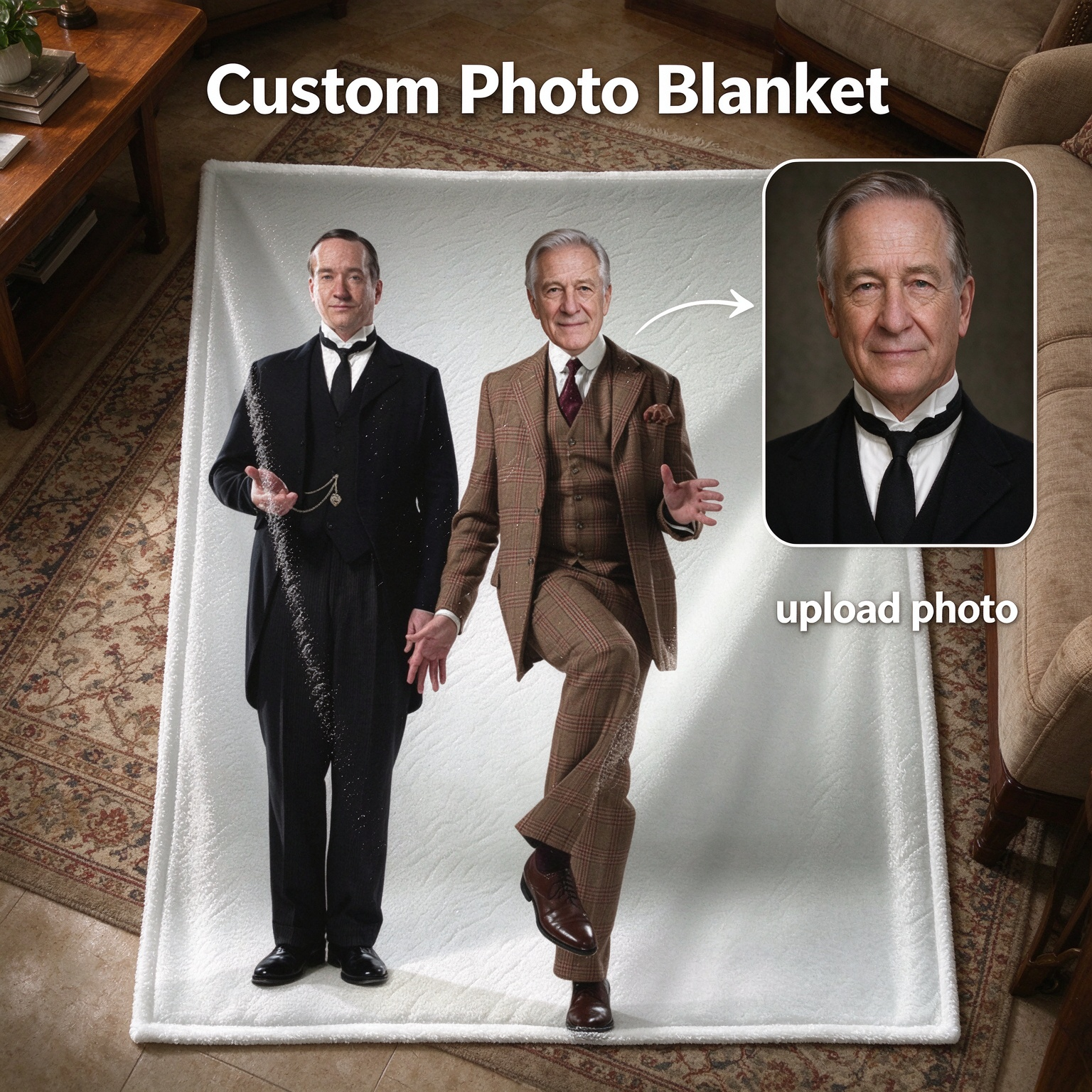 Custom Face Photo Flannel Blanket, Ultra Soft Plush Throw Blanket, Ideal Personalized Gift for Bed and Couch