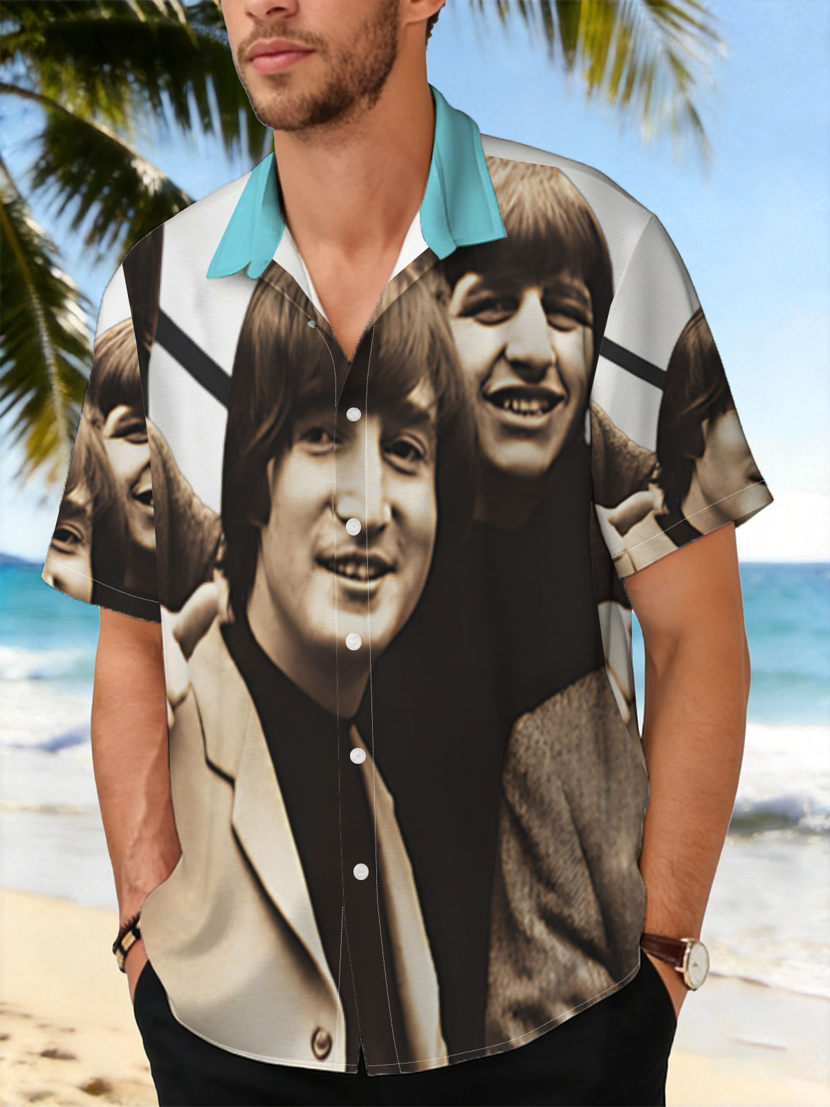 The Beatles: John, Paul, George, and Ringo in a classic pose -  Shirt
