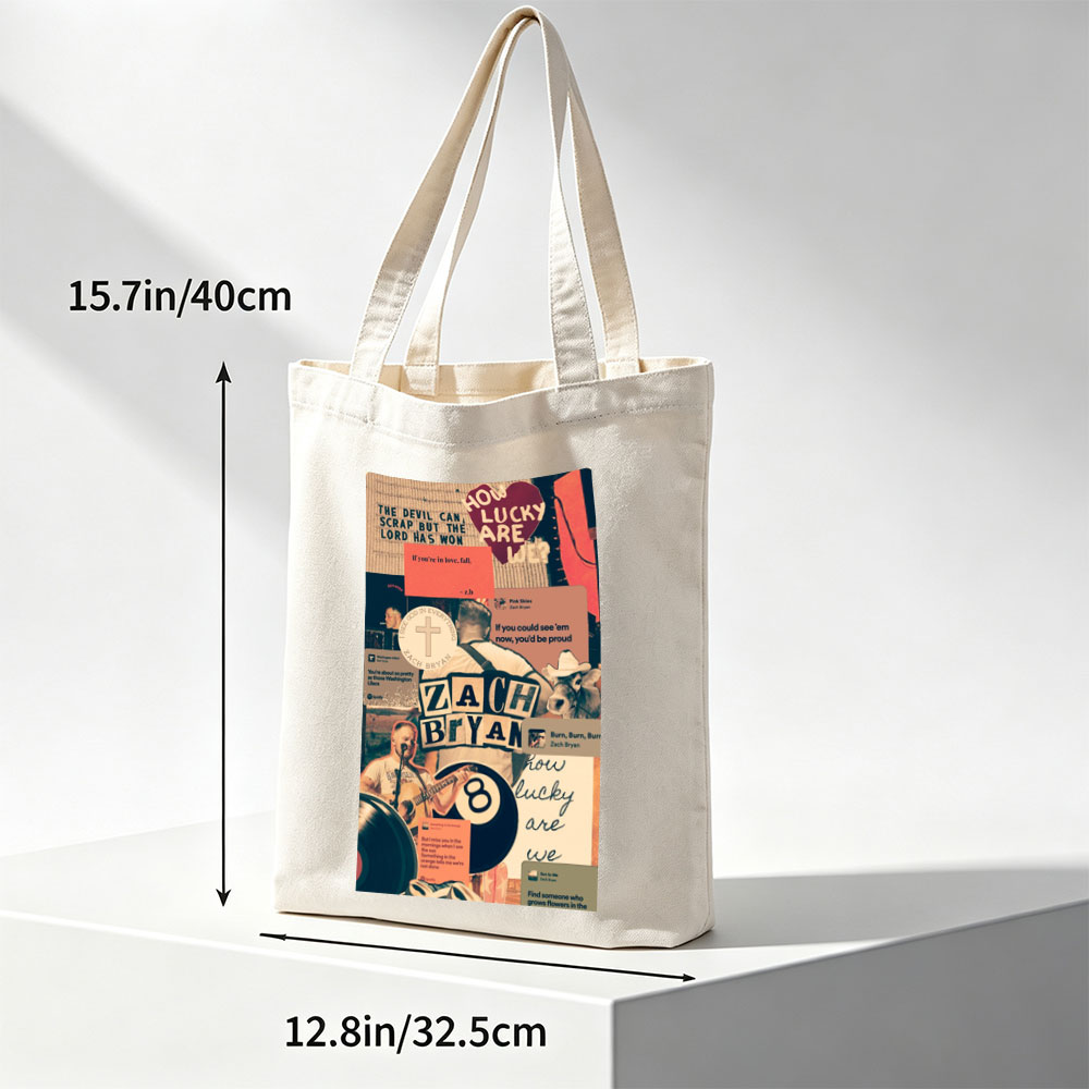 Zach Bryan Collage Featuring Lyrics, Music, and Country Themes - Canvas tote bags