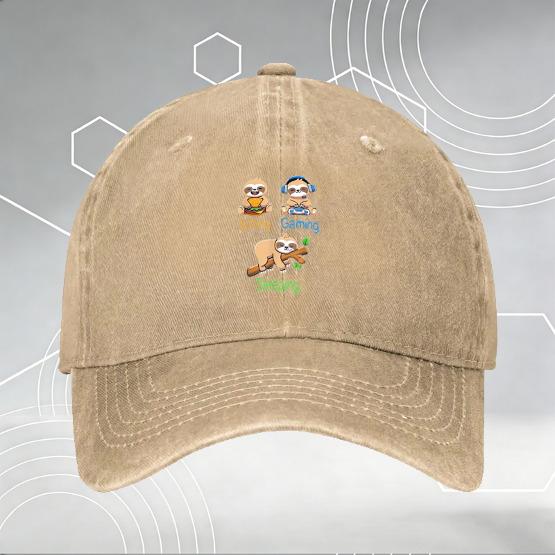 New Baseball Cap with Dinosaur and Christmas Tree Print 