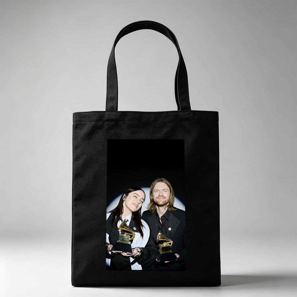 Billie Eilish and Finneas O'Connell at the Grammys Holding Awards - Canvas tote bags