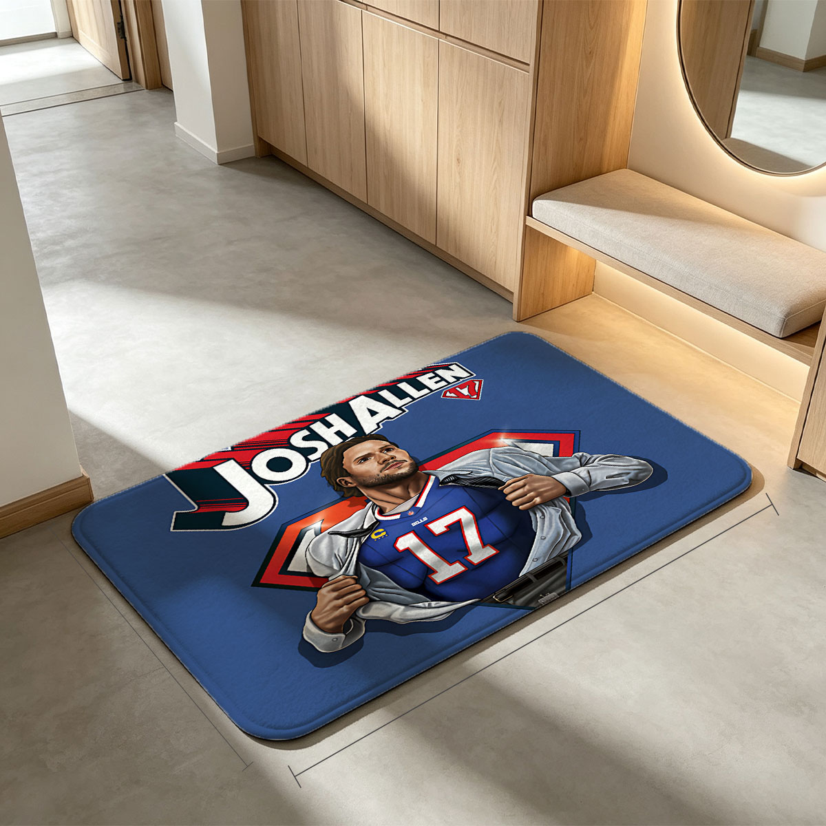 Josh Allen Superhero Transformation - Buffalo Bills QB #17 - Flannel floor mat