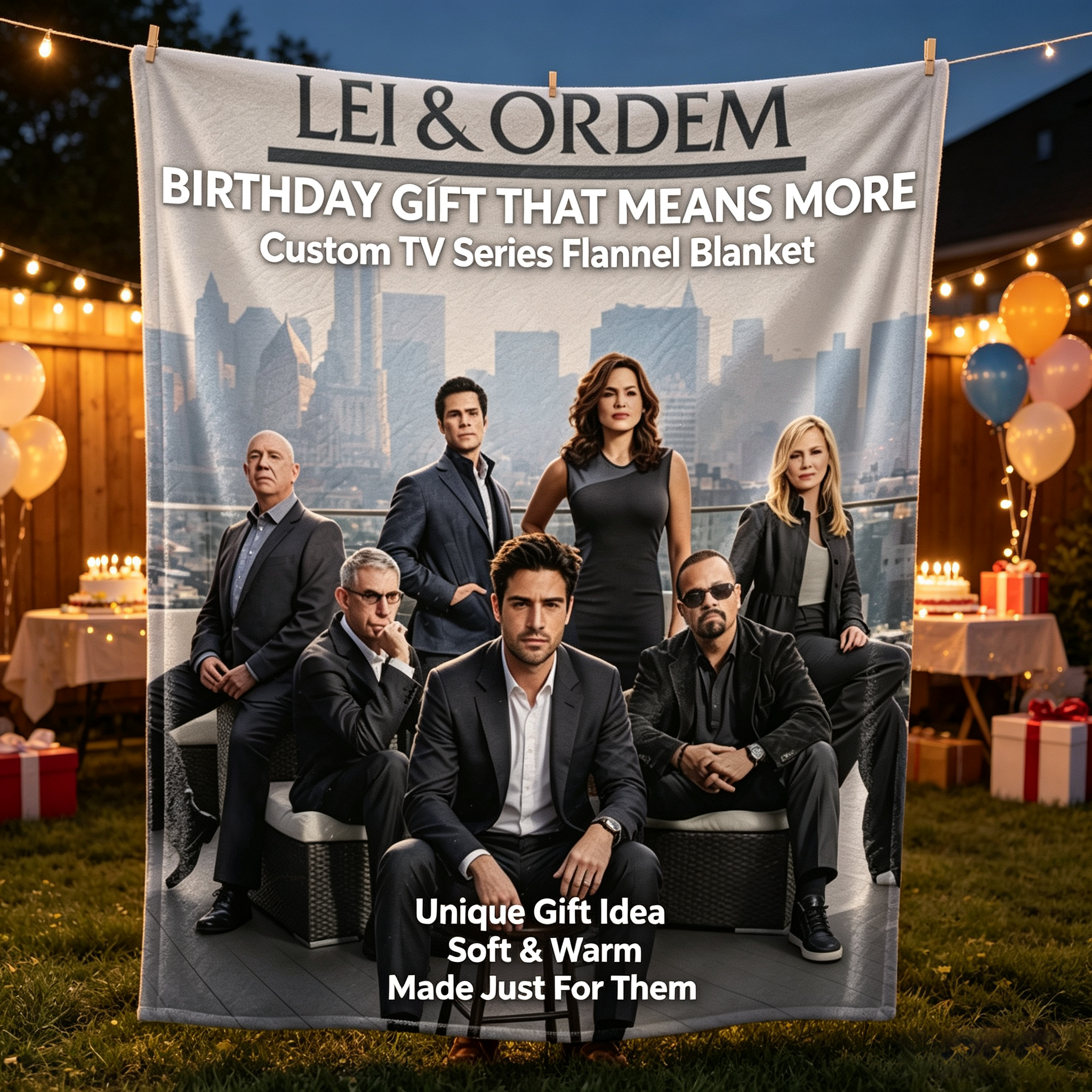 Custom Face Blanket - Law & Order: Special Victims Unit Cast Flannel Blanket for Home, Office, or Travel - Perfect Gift or Giveaway Item