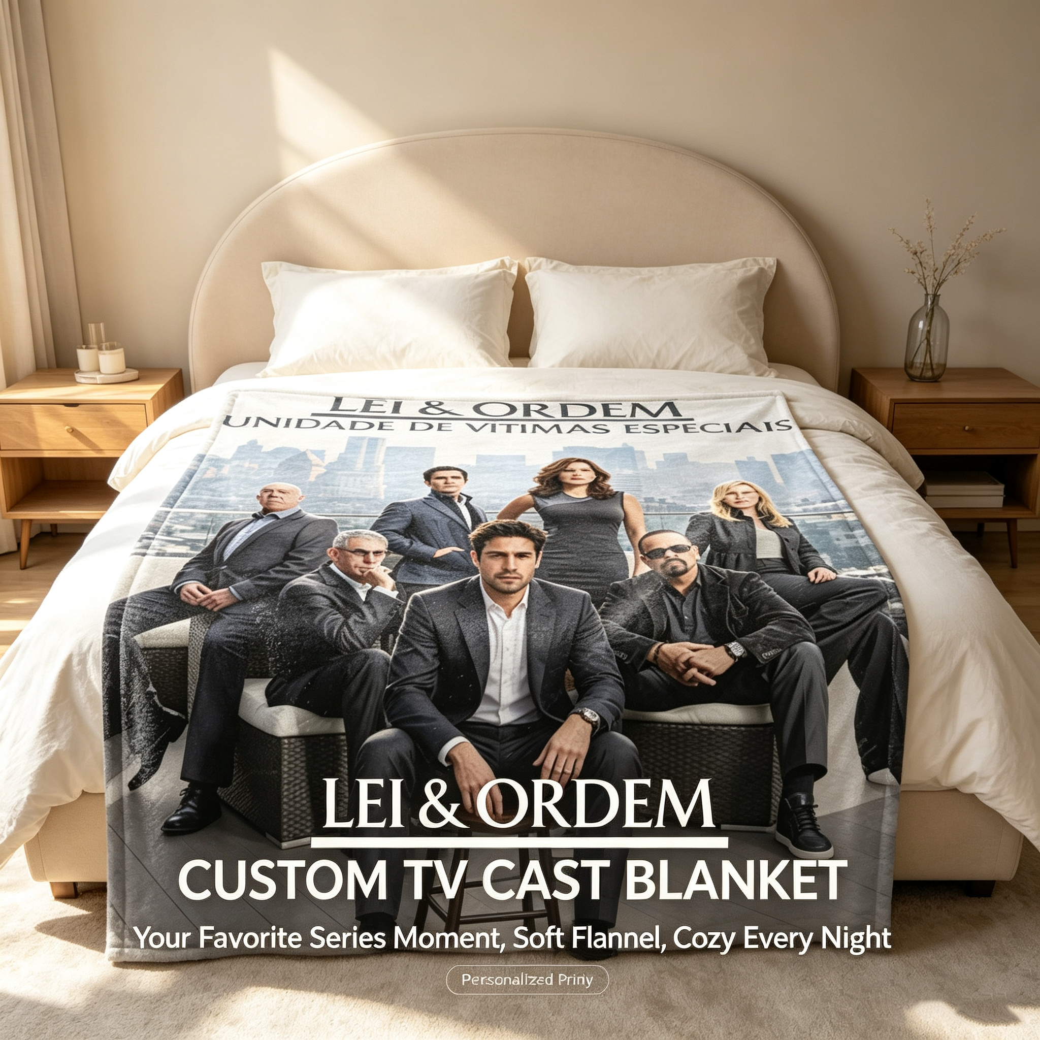 Custom Face Blanket - Law & Order: Special Victims Unit Cast Flannel Blanket for Home, Office, or Travel - Perfect Gift or Giveaway Item