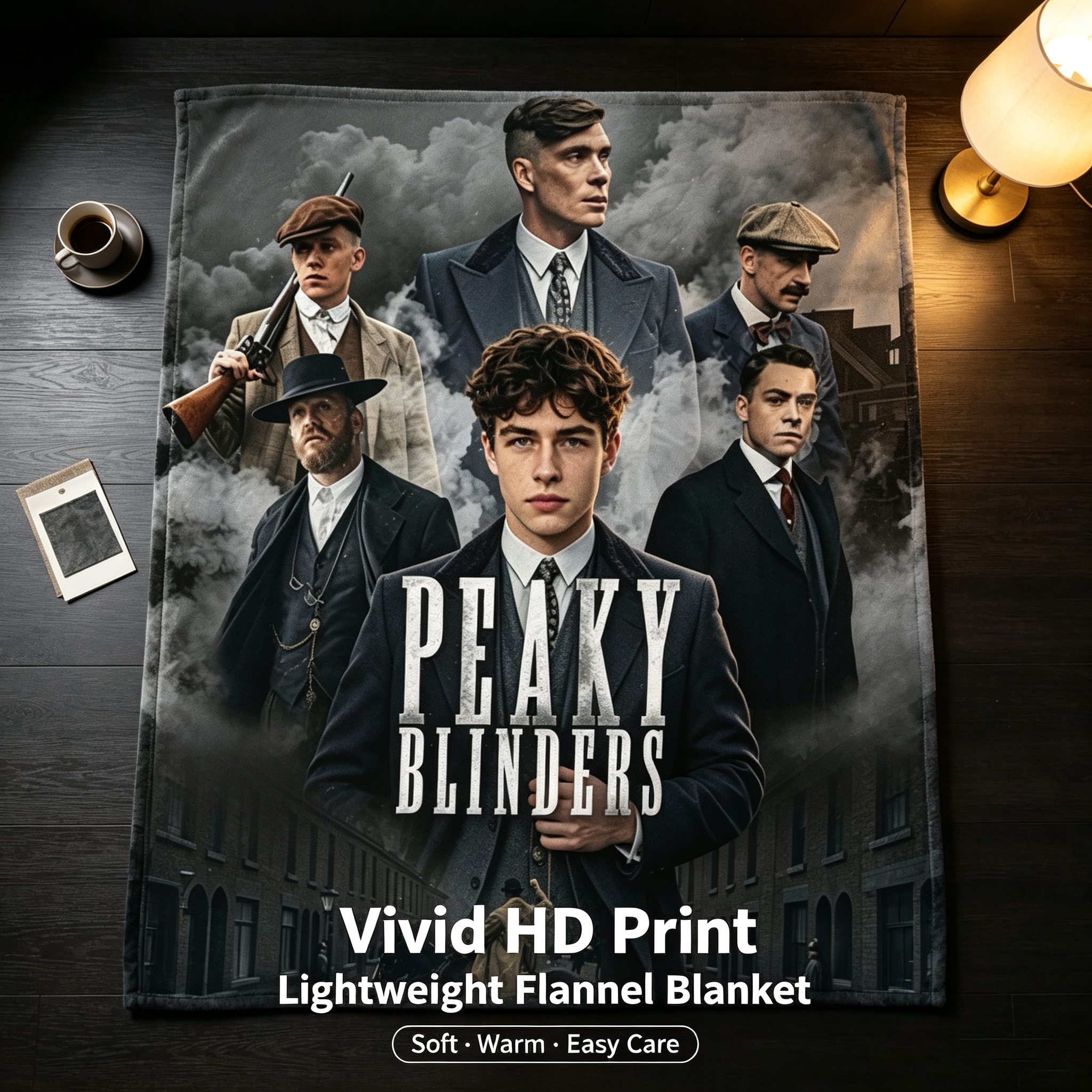 Custom Face Blanket Peaky Blinders Flannel Blanket for Fans of the Netflix Series Perfect Gift for Movie and TV Show Enthusiasts