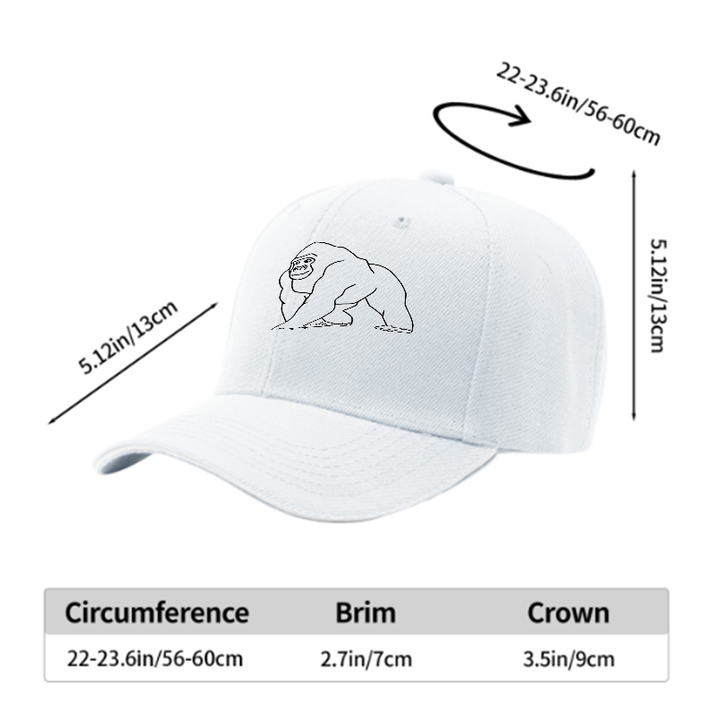 Unisex Classic Sandwich Hat with Gorilla Outline Print - Perfect for Outdoor Activities, Casual Wear, and Everyday Use - Ideal for Adults Seeking Stylish and Comfortable Headwear