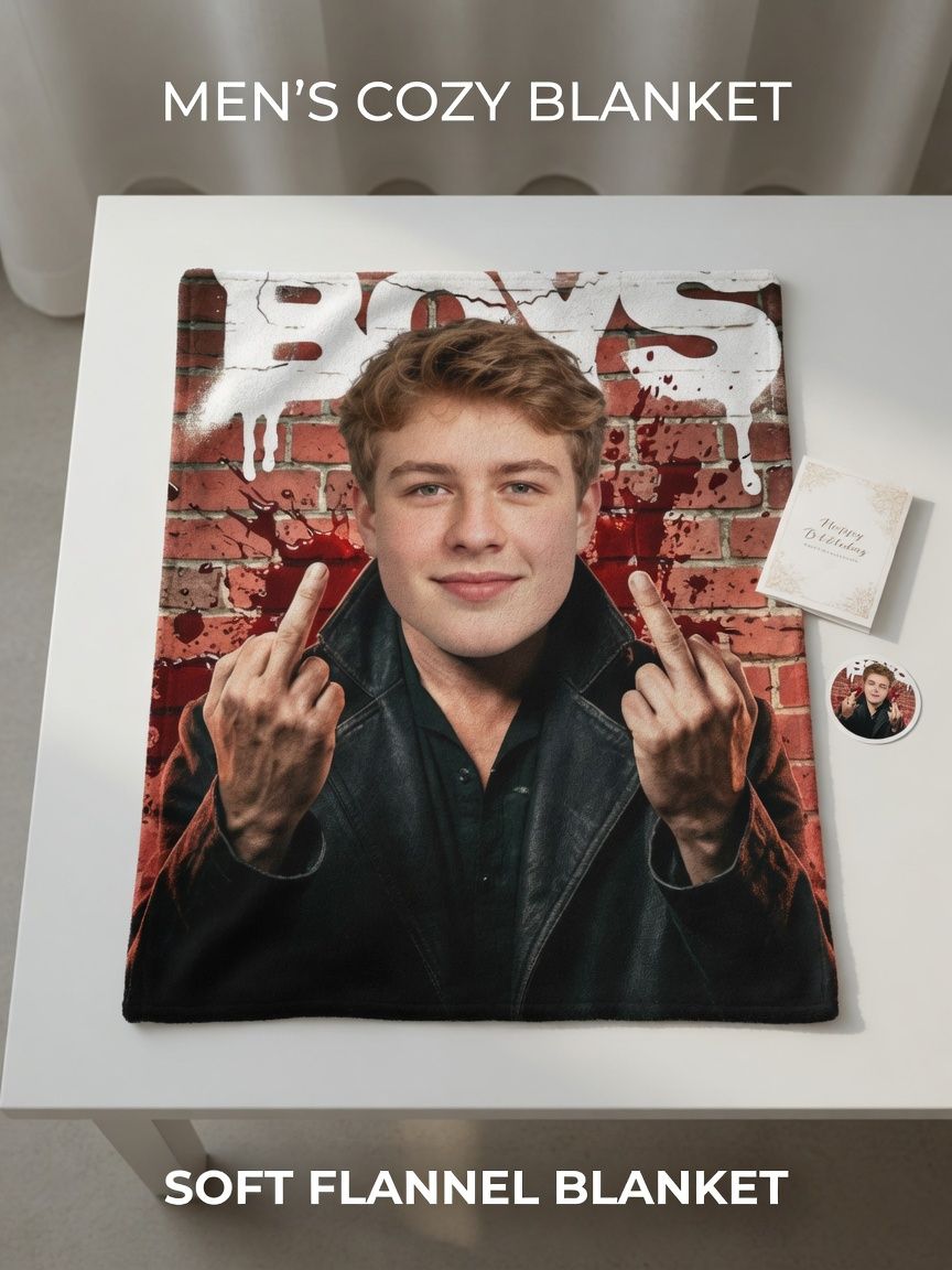 Custom Photo Face Flannel Blanket Personalized Ultra Soft Fleece Throw for Bed Couch and Travel Novelty Gift Idea