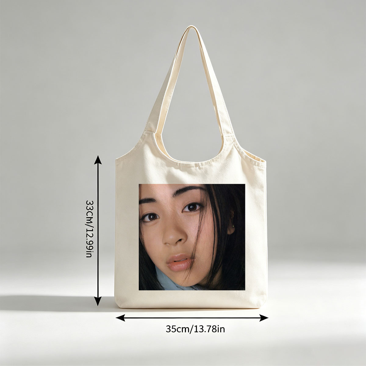 Ayumi Hamasaki Close-Up Portrait with Soft Lighting and Gentle Expression - Canvas shoulder bags/