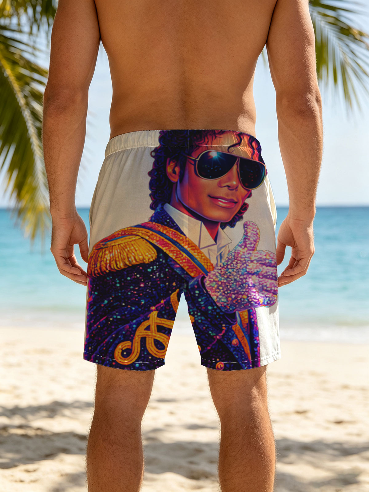 Michael Jackson in Iconic Military Jacket and Sparkling Glove -  Beach shorts