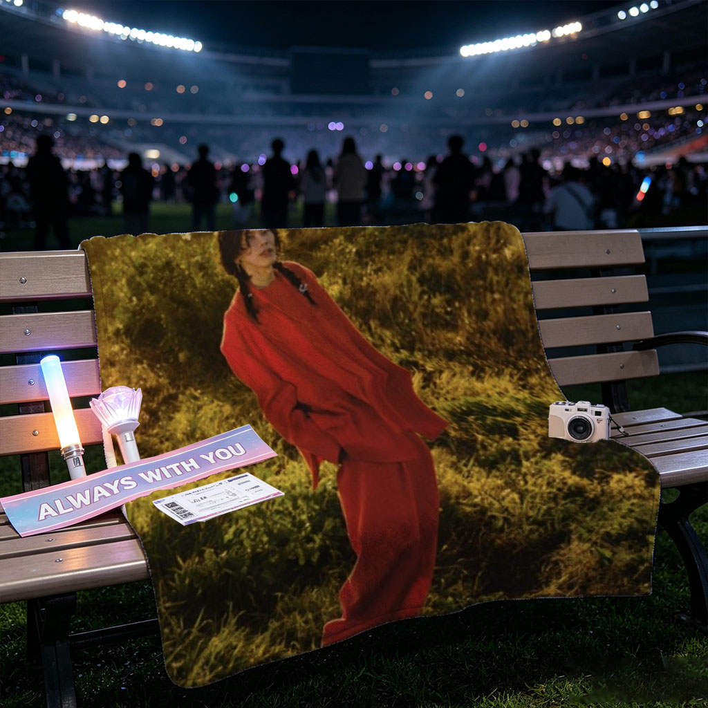 Billie Eilish in a Field Wearing a Red Outfit at Sunset - Blankets