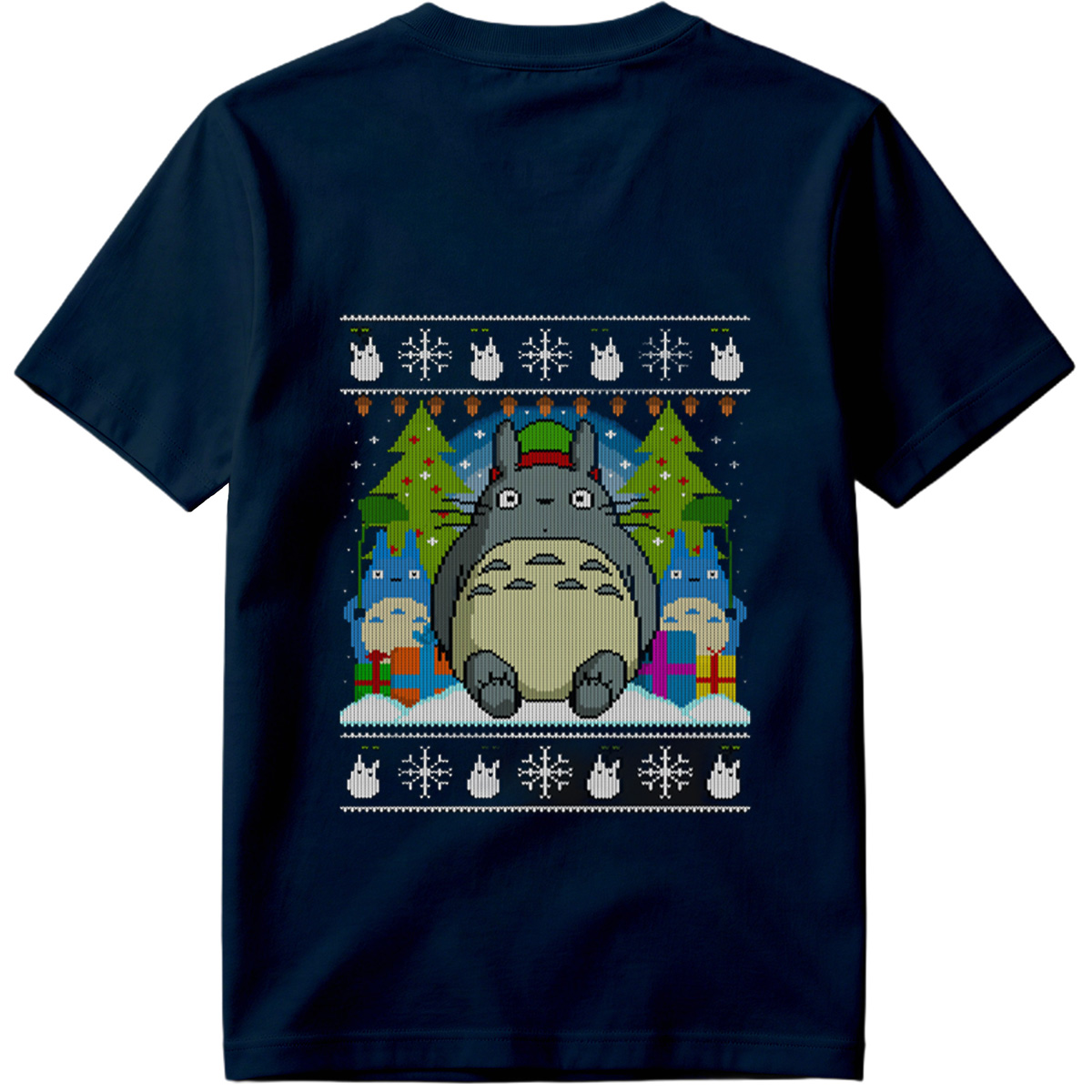Totoro Christmas Knit Pattern - Tee