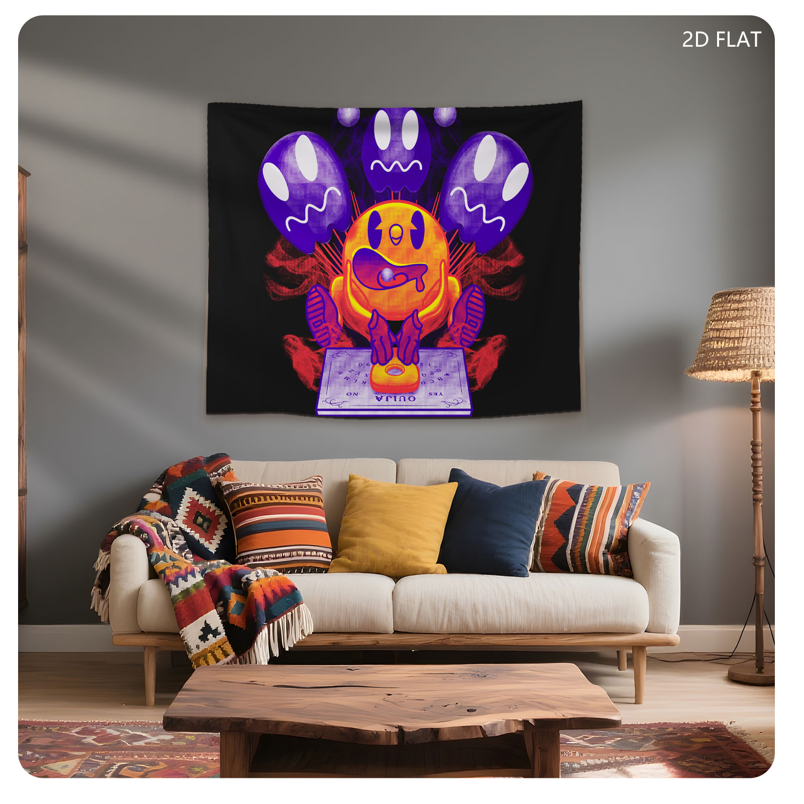 Pac-Man and Ghosts on Ouija Board - Tapestry