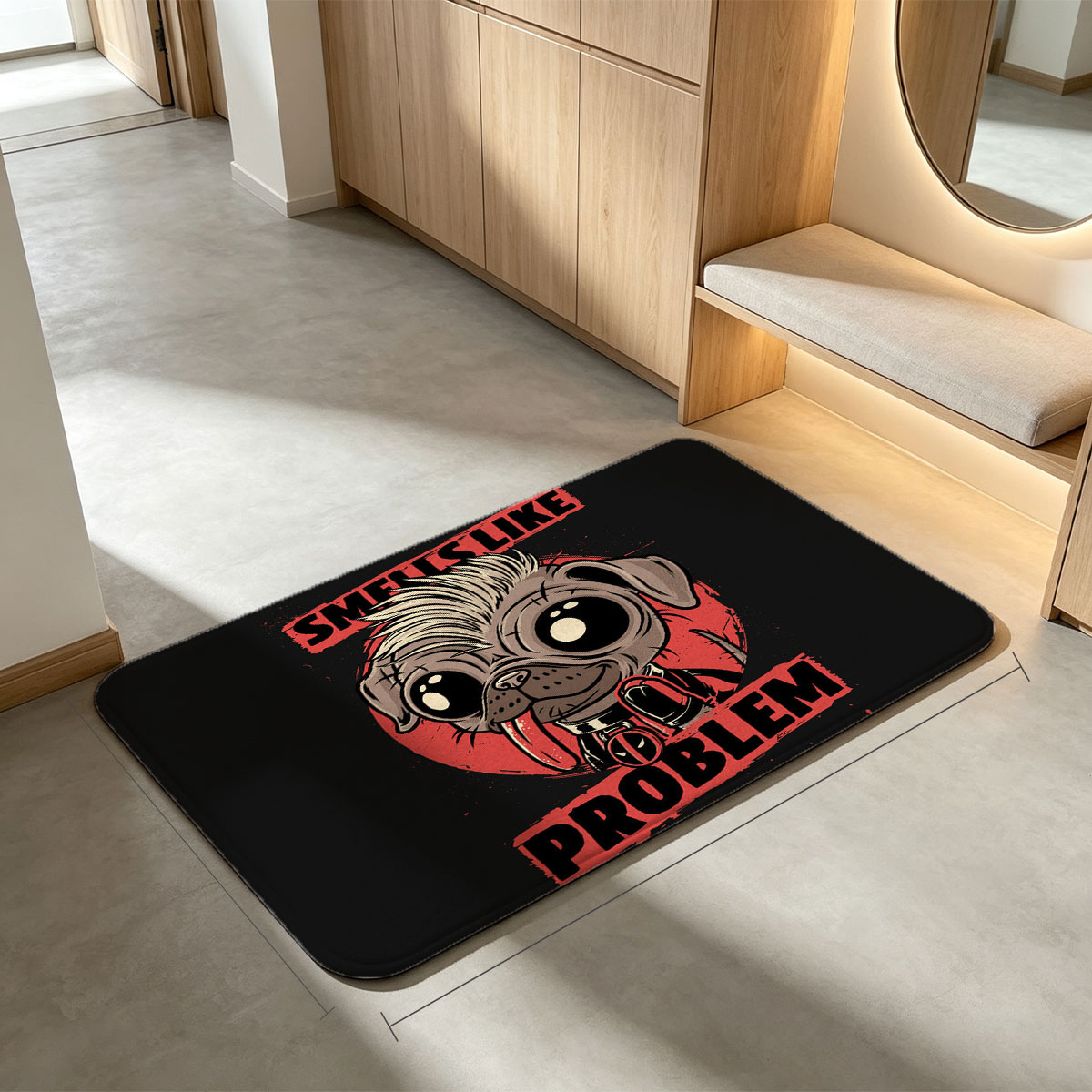 Deadpool Pug: Smells Like Problem - Flannel floor mat