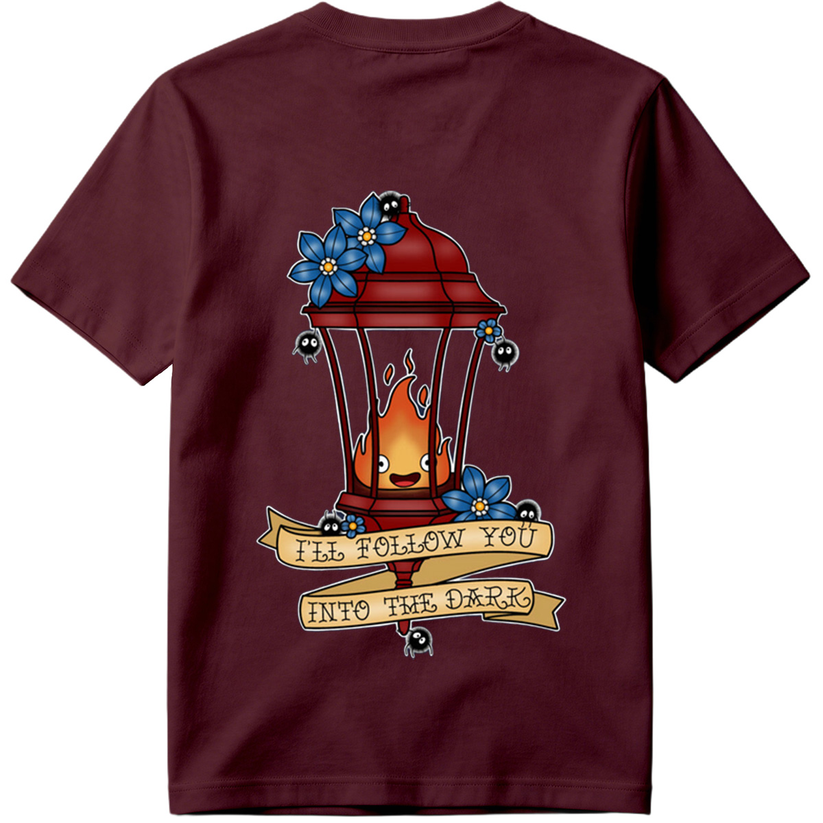 Lantern Flame with Blue Flowers and Moths: 