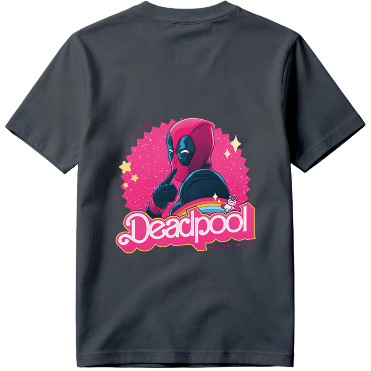 Deadpool: Wade Wilson with a Unicorn and Rainbow - Tee