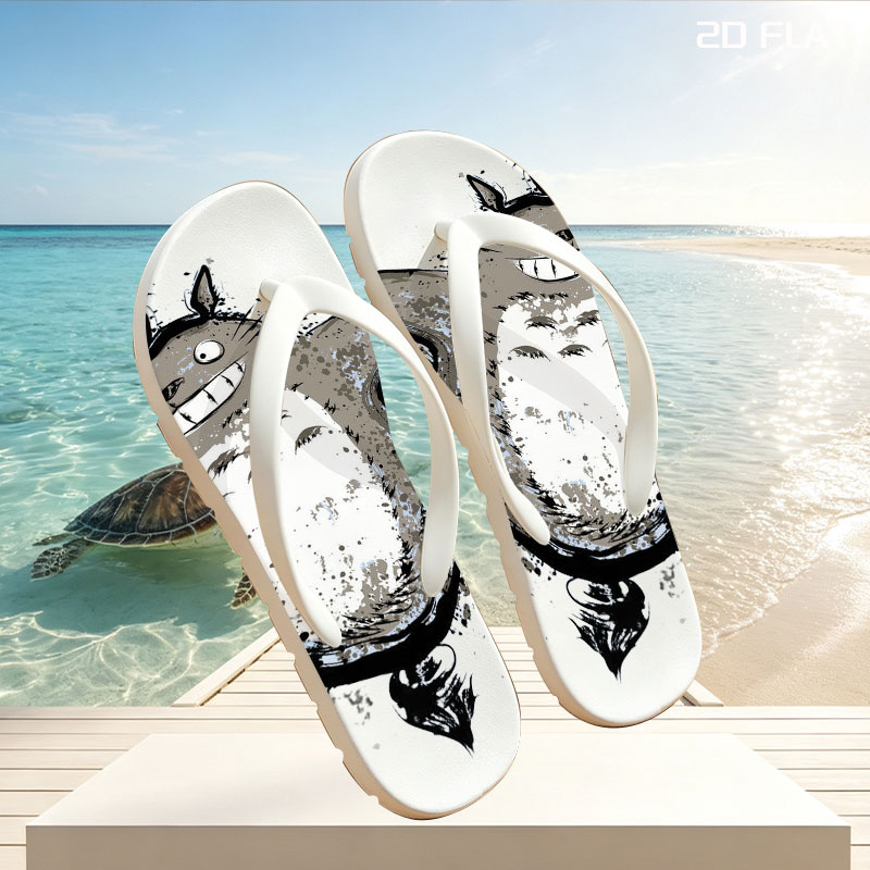 Totoro with Umbrella and Mini Totoros -  flip-flops