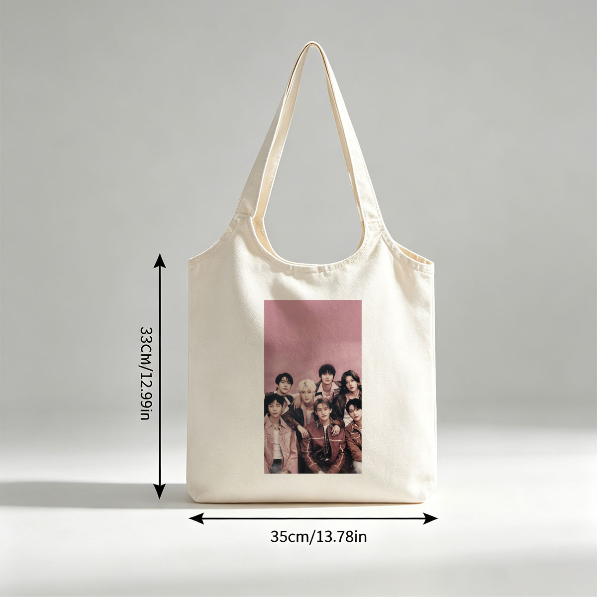 SEVENTEEN Group Photo in Cozy Pink Outfits Against Soft Pink Background - Canvas shoulder bags/