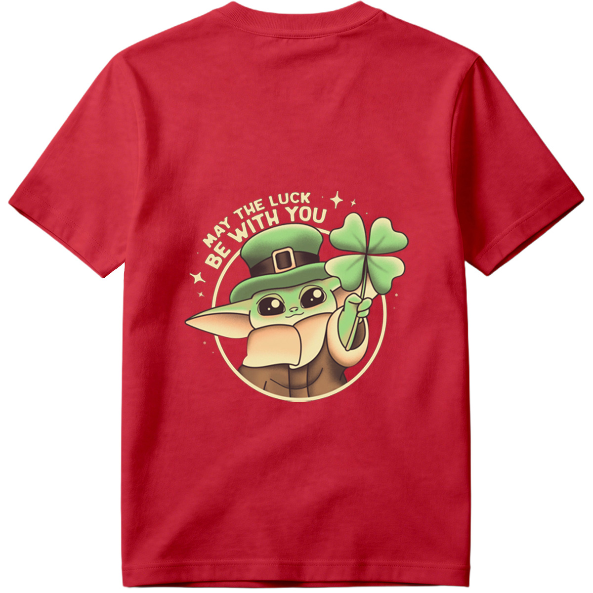 Baby Yoda Wearing Leprechaun Hat Holding Four Leaf Clover with 