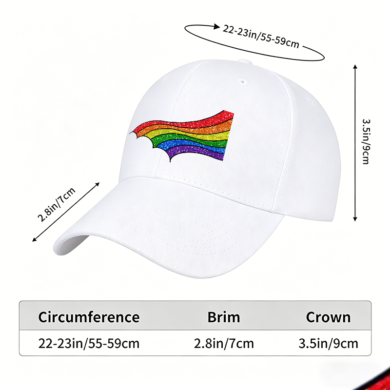 Unisex Classic Baseball Cap with Sparkle Rainbow Print Design - Perfect for Outdoor Activities, Casual Wear, and Pride Events - Ideal for Adults Seeking Stylish and Comfortable Headwear